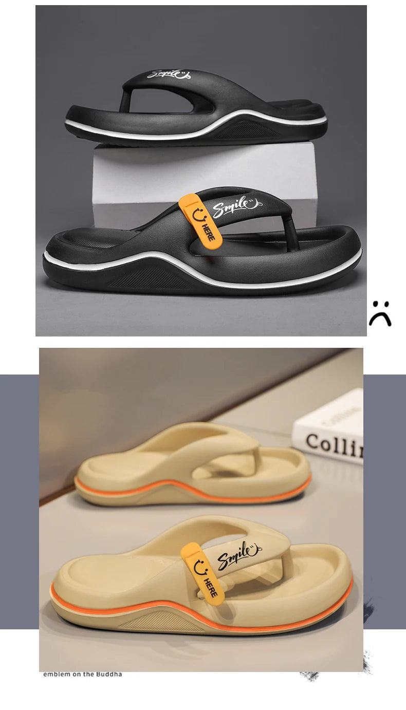 New Man Women Slippers Flip Flops Indoor Outdoor Beach Sandals Super Soft Bottom Slides Non-slip Thick Soled Men Slippers