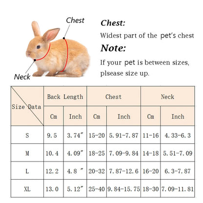 Solid Adjustable Pet Harness and Leash for Rabbit Bunny Cat Ferrets Outdoor Walking Pets Supplies Lapin Accessoires Pour Animaux