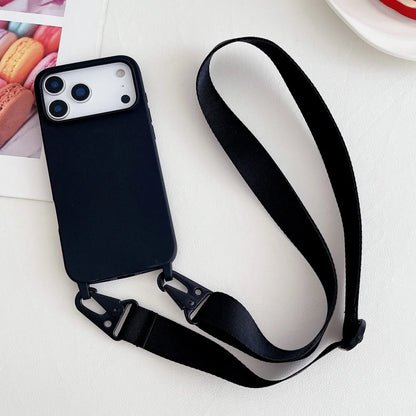 Crossbody Lanyard Case for iPhone 14-17 Pro Max - Shockproof Silicone Strap Cover