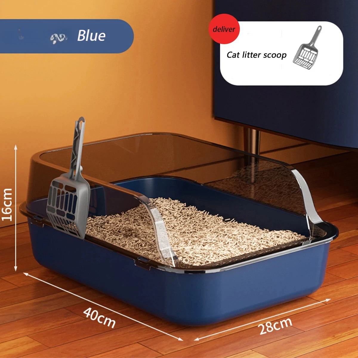 Semi-Enclosed Cat Litter Box - Splashproof Thickened Kitty Tray - ZOOMNSTORE