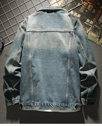 Autumn and Winter 2026 Retro Denim Jacket Men's Korean Slim Trend Handsome Multi-pocket Brand Man Luxury Tooling Jacket Men