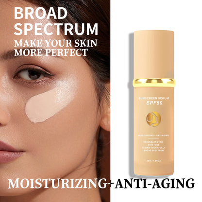 Sunscreen liquid foundation 30g, waterproof, sweat proof, goodbye to dry pickup powder, concealer, even skin color