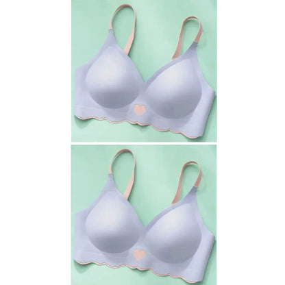 2pcs Womens Seamless Sweet Anti Sagging Bra Girl Thin Brassier Lady Comfort Soft Breathable Bra Student Simple Fashion Underwear