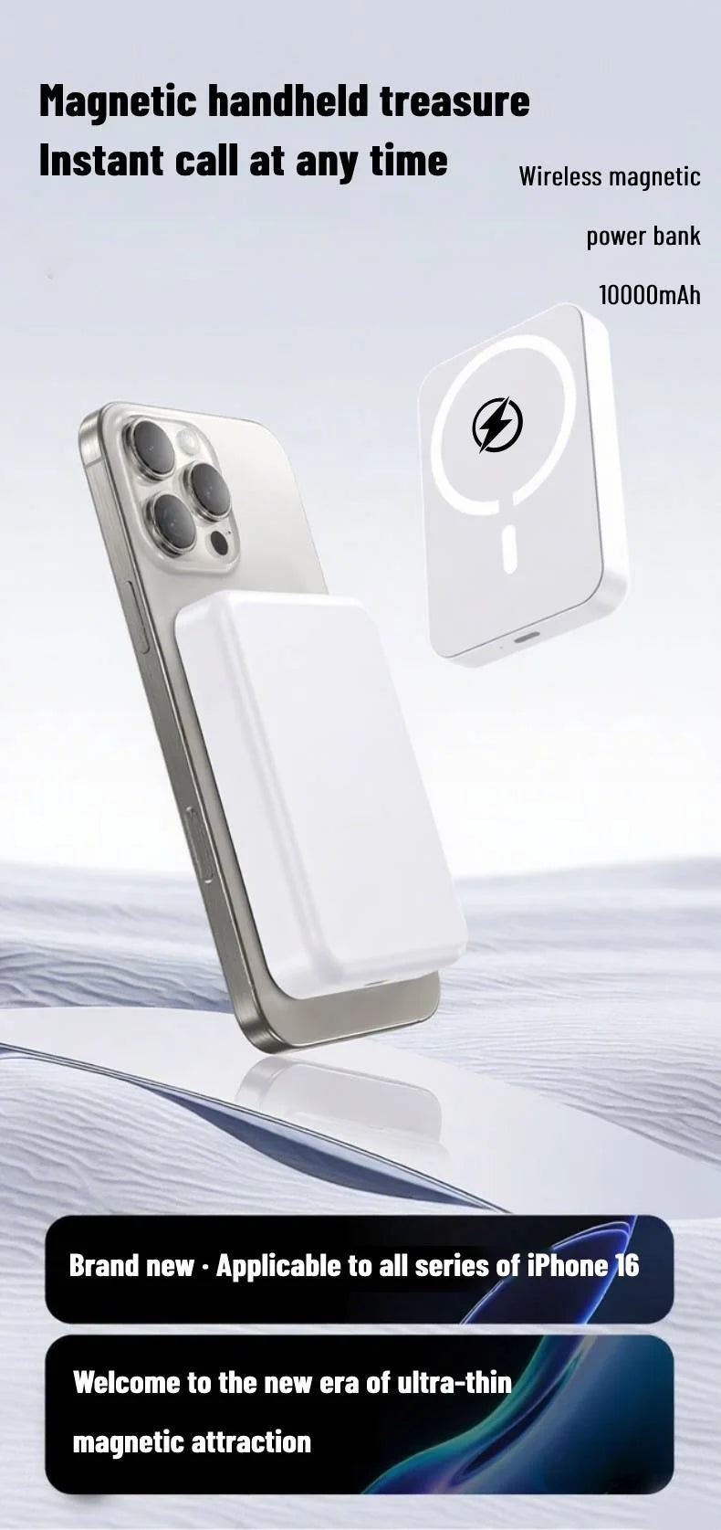 10000mAh Qi2 Magnetic Wireless Power Bank 15W Fast Charging Ultra Slim Portable Charger for iPhone 17/16/15/14/13/12 Series