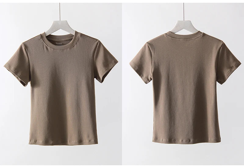 Basic T Shirts Women Cotton Slim Fit White Tops Summer Black Tees Crew Neck 100% Cotton T Shirt For Women Plain T-shirts Soft