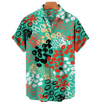2022 3d Graffiti Oil Painting Printed Shirt Men Fashion Streetwear Hawaiian Beach Casual Lapel Plus Size 2022