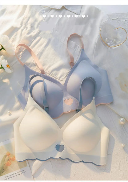 2pcs Womens Seamless Sweet Anti Sagging Bra Girl Thin Brassier Lady Comfort Soft Breathable Bra Student Simple Fashion Underwear