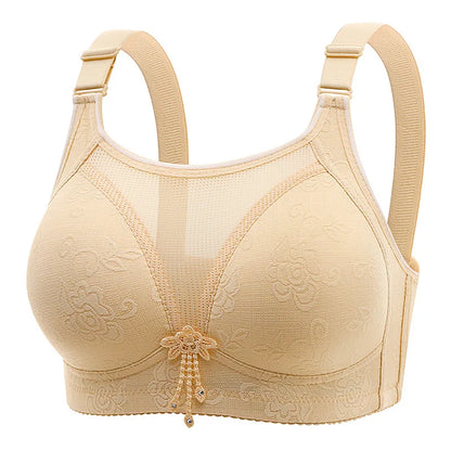 New Style Non Steel Ring Gathering Anti Sagging Thin Cup Breathable Adjustable Back Bra Anti Slip Four Breasted Underwear