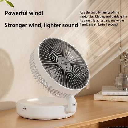 5000mAh 3IN1 Rechargeable Multifunctional Portable Fan Wall Mounted Fan 90° Folding Fan 4 Gears With Warm Night Light New 2025