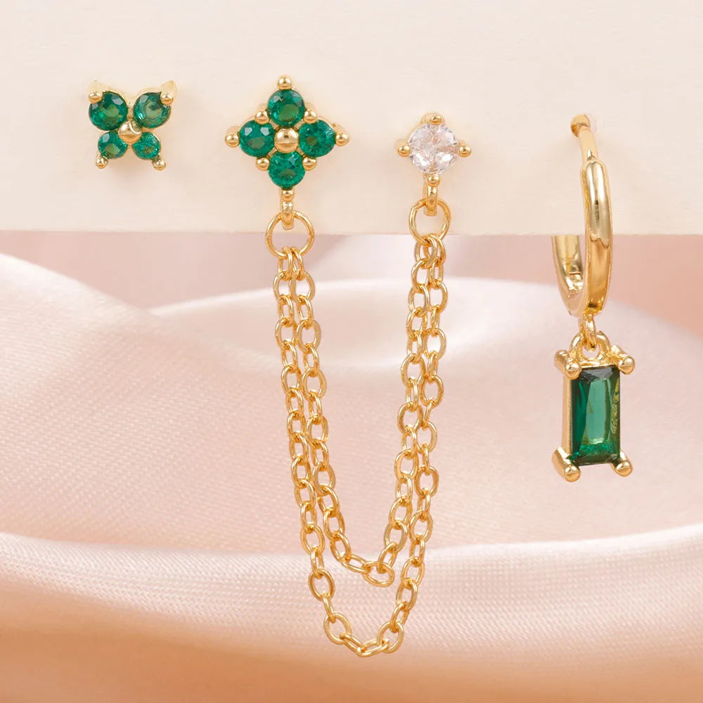 Constellation Birthstone Earrings – 3PCS Stainless Steel Hoop Set With Cubic Zirconia