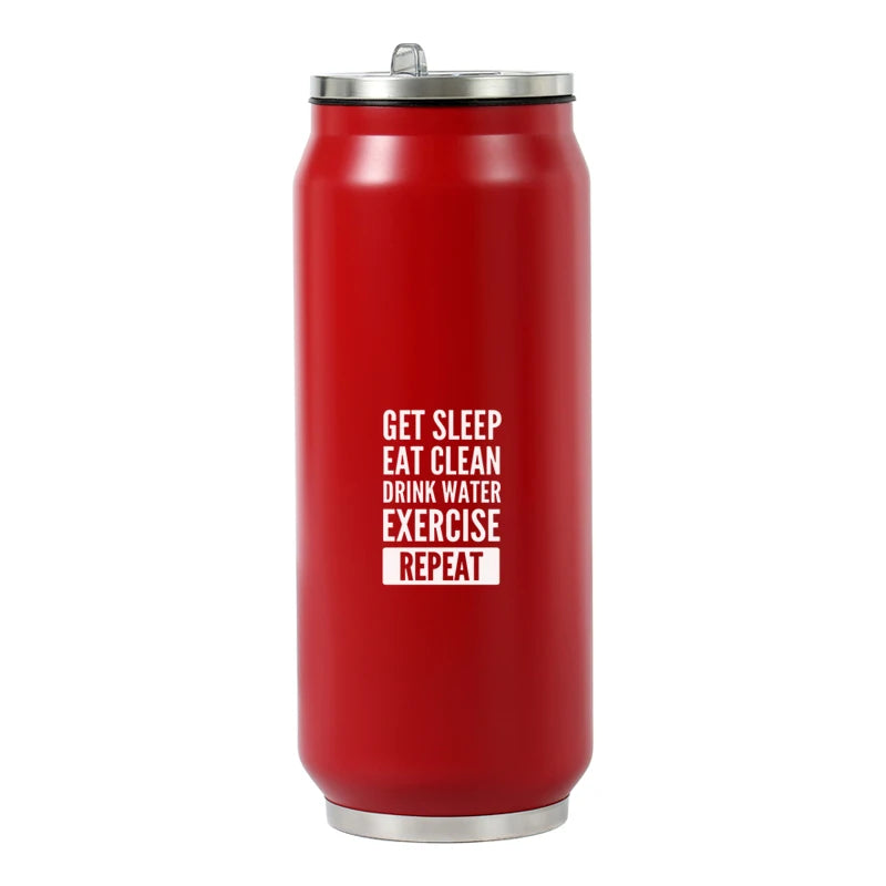 500ML 304 Stainless Steel Cola Can Thermos Custom LOGO Vacuum Cup Flask Portable Double Layers Straw Cup Water Bottle Mug