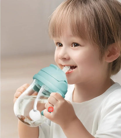 300ML Children's Drinking Water Bottle with Straw Baby Portable Bottle with Handle Outdoor Training Cup Mother Baby Products