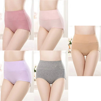 5PCS High Waist Cotton Panties Women Body Shaper Underwear Plus Size XL-4XL Fashion Girls Briefs Seamless Sexy Female Lingerie