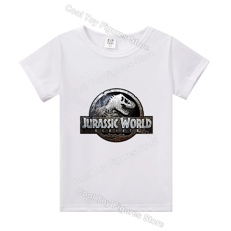 Jurassics World Series Kids Clothes Short Sleeve Summer Hot Movies T-shirt Dinosaur Park Boys Girls Base Top Trend Birthday Gift