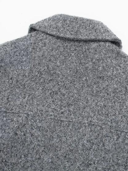 Women Zipper Jacket - Grey Vintage Lapel With Pockets | Casual Long Sleeve Outerwear