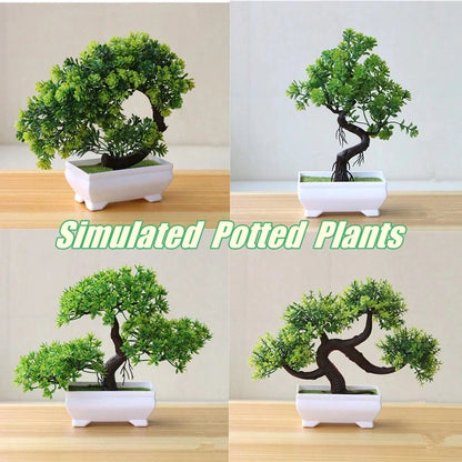 Artificial Bonsai Trees - 4Pcs Fake Potted Plants for Home Office Decor and Gifts