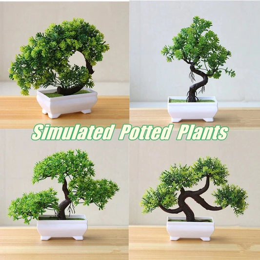 Artificial Bonsai Trees - 4Pcs Fake Potted Plants for Home Office Decor and Gifts