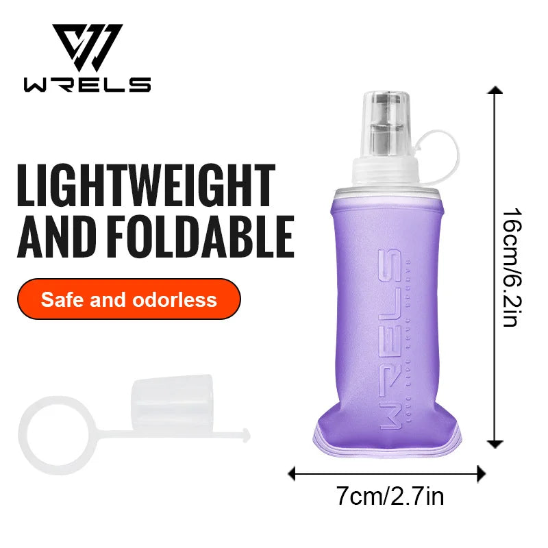WRELS Soft Water Bottle Collapsible Soft Flask TPU Running Water Bottle Foldable Water Bag BPA-Free Sports Soft Water Flask
