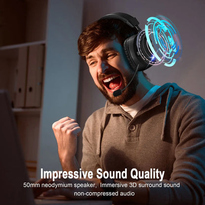 Acinaci Wireless Gaming Headset with Mic 2.4G Bluetooth Headphone USB 3.5mm Wired 3 Modes for PC, PS4, PS5, Mac, Switch