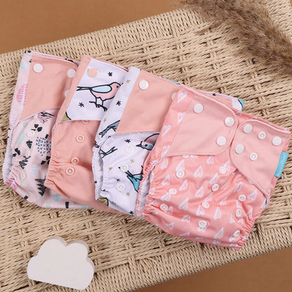 Eco Friendly Cloth Diaper - HappyFlute 4Pcs Reusable Baby Diaper Set Waterproof Pocket Design