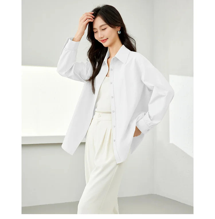 VIMLY Spring Formal Shirts Women 2026 Cotton Lyocell Button Up Shirts & Blouses Long Sleeve Top Office Wear for Woman M5889