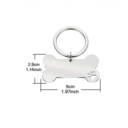 Customized carved stainless steel dog hollow paw print ID tag, personalized pet name and contact information pendant