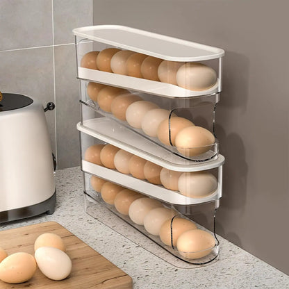 Egg Storage Box - Automatic Rolling Egg Holder Rack for Refrigerator