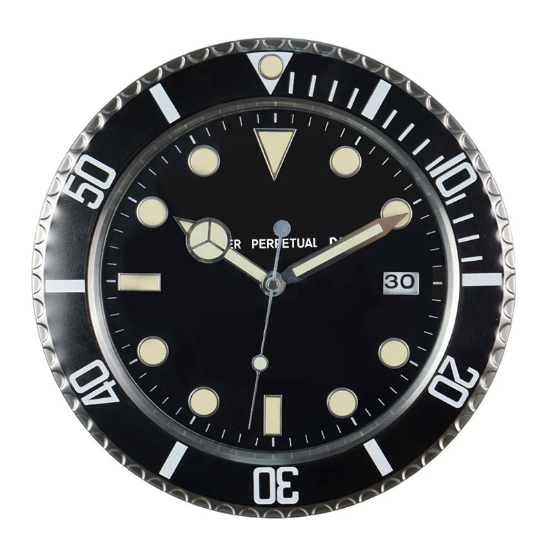Luxury Metal Wall Clock - Modern 34cm Luminescent Home Decor