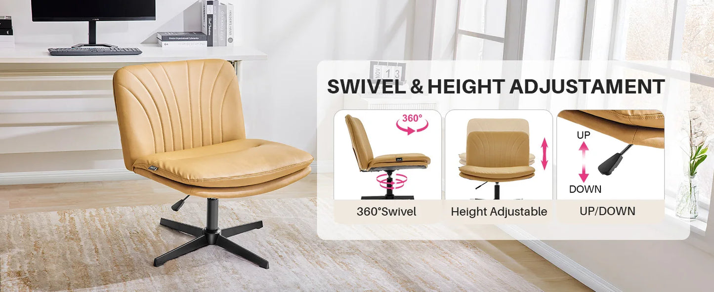 Adjustable Office Chair - Swivel Desk Chair with Double Cushion & Lumbar Support