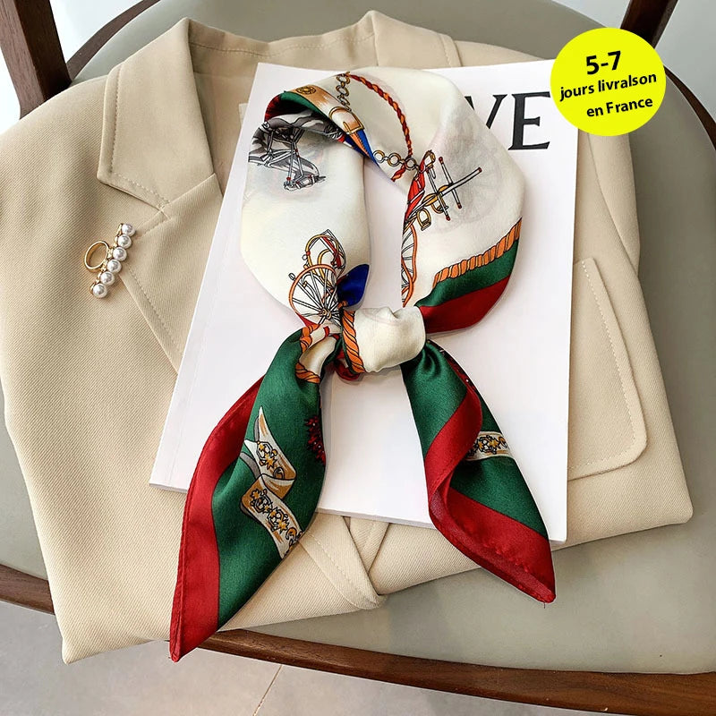 Luxury Silk Plaid Scarf - Soft Satin Neck Hair Tie for Women Foulard Hijab 2021