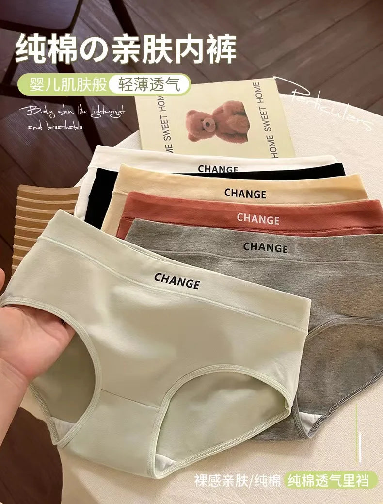 Women's Cotton Underwear panty Sexy Solid Color Triangle Pants Girl Mid Waist Seamless Comfort Underpants Female Lingerie