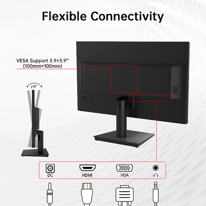 24 Inch 1080P Monitor - Gaming Monitor with Free Sync Display & 100Hz Refresh Rate