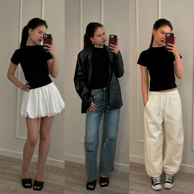 Basic T Shirts Women Cotton Slim Fit White Tops Summer Black Tees Crew Neck 100% Cotton T Shirt For Women Plain T-shirts Soft