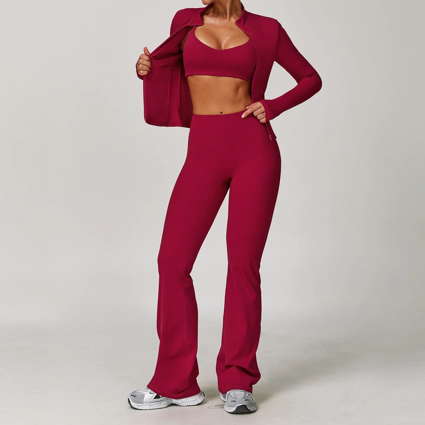 Women Yoga Sports Set - Running Fitness Outfit with Super Elastic, Breathable Gym Tracksuit