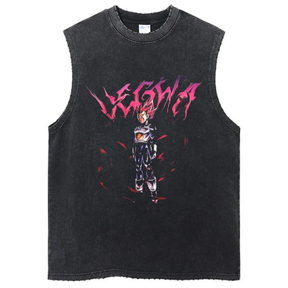 Fashion Dragon Ball Z Harajuku T-Shirts Retro Streetwear Washed Anime Man Tank Tops Tees Retro Manga Oversize Sleeveless Vest