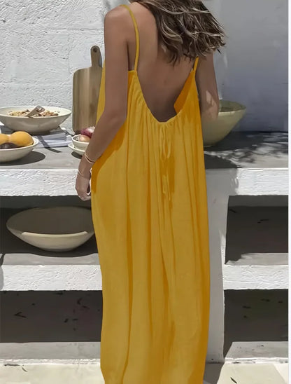 2026 New Women's Strap Dress Open-Back Loose Homewear Dress