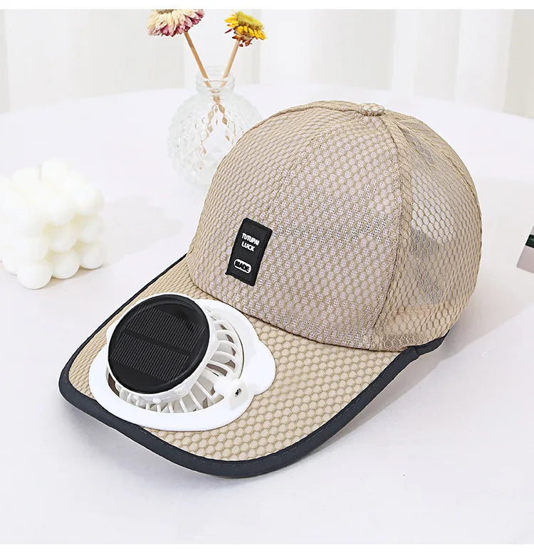 Solar Charging Fan Hat - Breathable Mesh UV Protection Baseball Cap for Men Women, Summer Outdoor Sun Hat