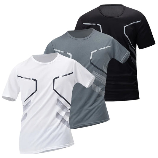 Men's Sports Fitness Top – Quick Drying Printed Tee | Plus Size Casual Shirt