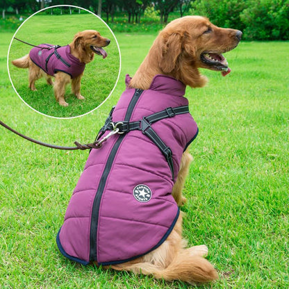 Winter Dog Clothes with Harness Waterproof Warm Pet Dog Cotton Jacket for Small Large Dogs Puppy Clothing French-Bulldog Coat