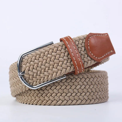 Unisex Stretch Jeans Belt - Casual Knitted Woven Canvas Pin Buckle