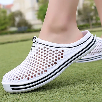 Summer Couple Breathable Half Slippers Men Outdoor Baotou Hole Sandals Beach Flip-flops Men's Casual Flip-flops Platform Sandals