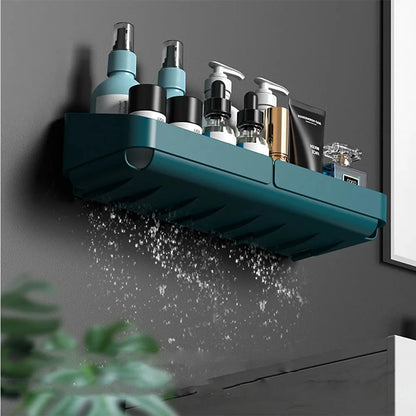 Bathroom Kitchen Wall Shelf - No-Drill Makeup  Shampoo Organizer