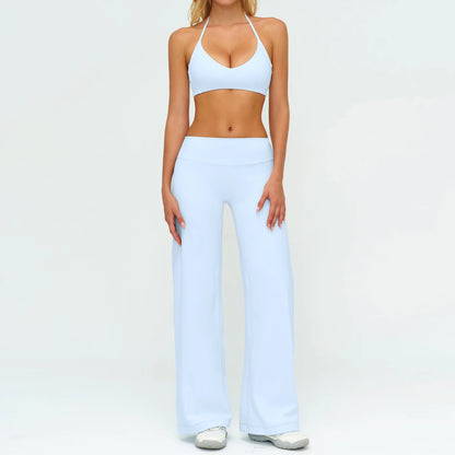 Women's Fitness Set Gym Tracksuit Breathable Sports Bra Flared Trousers Suit Workout Clothing Sportswear Female Athletic Wear