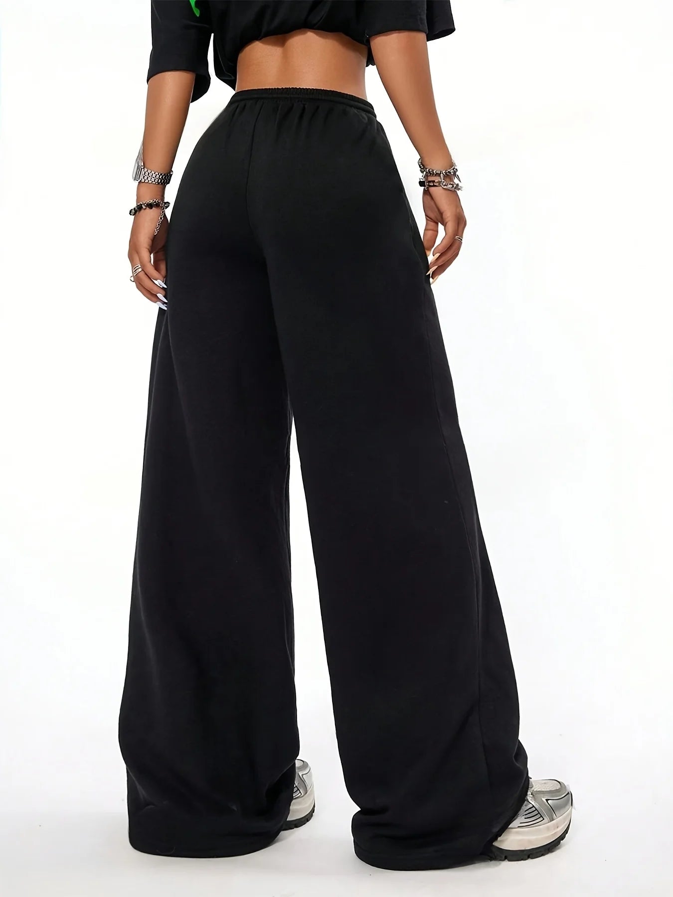 Women's Autumn and Winter Plus-size Star Print Loose Straight Fleece Leg Sweatpants Trendy Streetwear Stylish Versatile