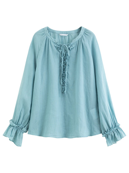 DUSHU 【Breathable Series】Summer Women's Linen Shirt Skirt Set Relaxed Fit Effortless Style Vacation Summer Getaways