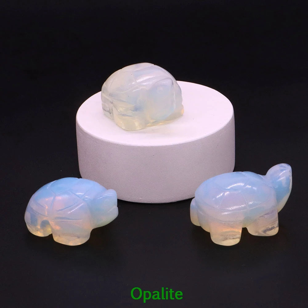 1.2" Mini Natural Crystal Stone Turtle Statue Reiki Healing Tortoise Figurine Amulet Fengshui Sculpture for Home Office Decor