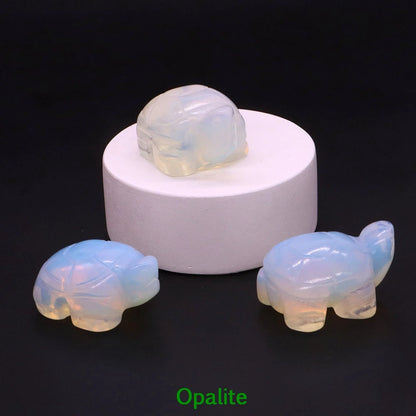 1.2" Mini Natural Crystal Stone Turtle Statue Reiki Healing Tortoise Figurine Amulet Fengshui Sculpture for Home Office Decor