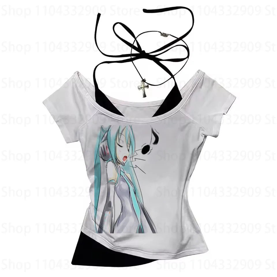 Emo Star Girl Y2k Tops Woman Clothing 90s Vintage Clothes for Women Gothic T-shirt Women's Cropped Graphic Tees Y2k Top Kpop