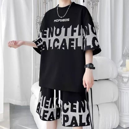 Summer Men's Large Suit S-6XL New Trendy Two Piece Set Korean High Street Fashion T-shirt Shorts Tracksuits Designer Clothes Men