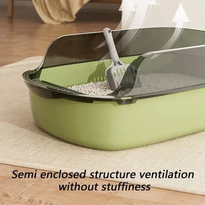Semi-Enclosed Cat Litter Box - Splashproof Thickened Kitty Tray - ZOOMNSTORE